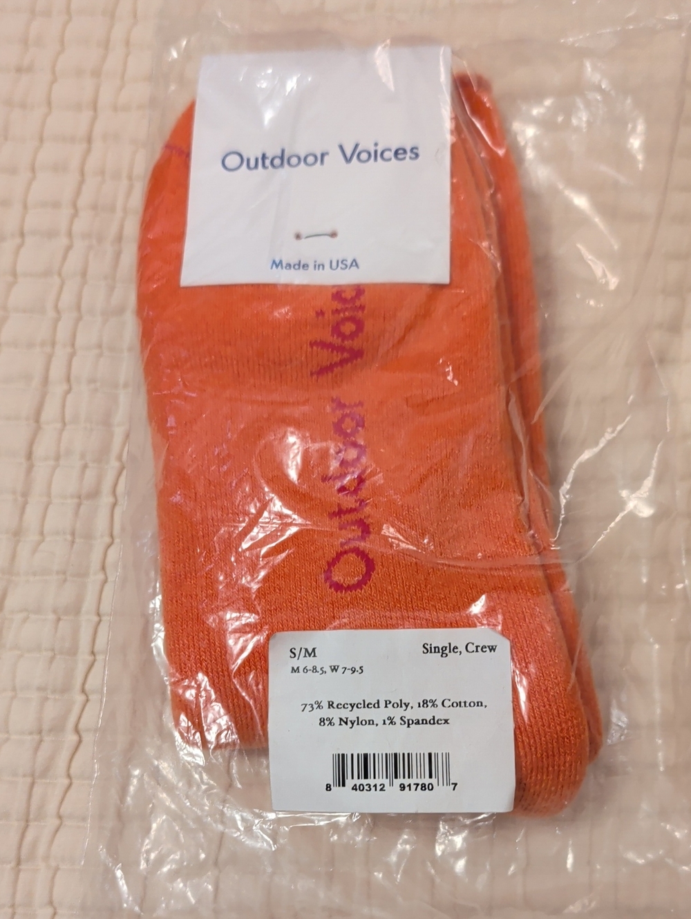 Outdoor Voices Bright Orange Crew Socks NWT